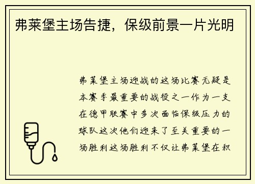 弗莱堡主场告捷，保级前景一片光明